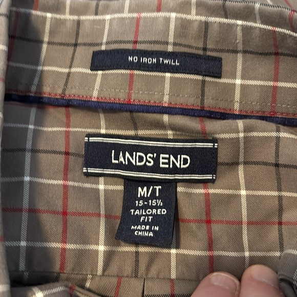 Lands’ End men’s gray long sleeve button down shirt size medium tall - Picture 7 of 8
